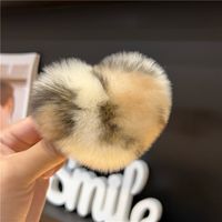 Women's Cute Simple Style Heart Shape Rabbit Fur Hair Clip sku image 3