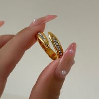 Casual Elegant Geometric Titanium Steel Inlay Zircon Rings main image 5