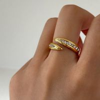 Casual Elegant Geometric Titanium Steel Inlay Zircon Rings main image 4