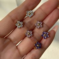 1 Pair Elegant Basic Flower Plating Inlay Titanium Steel Zircon Ear Studs main image 6