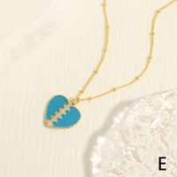 Sweet Simple Style Heart Shape Copper Enamel Inlay Zircon 18k Gold Plated Pendant Necklace sku image 5