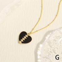 Sweet Simple Style Heart Shape Copper Enamel Inlay Zircon 18k Gold Plated Pendant Necklace sku image 7