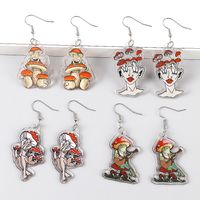 1 Pair Classic Style Mushroom Printing Arylic Drop Earrings main image 6