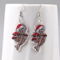 1 Pair Classic Style Mushroom Printing Arylic Drop Earrings main image 4