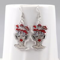 1 Pair Classic Style Mushroom Printing Arylic Drop Earrings sku image 3