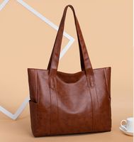 Women's All Seasons Pu Leather Solid Color Vintage Style Square Zipper Tote Bag sku image 4
