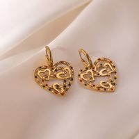 1 Pair Simple Style Commute Heart Shape Plating Inlay 304 Stainless Steel Zircon 18K Gold Plated Drop Earrings sku image 2