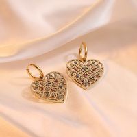 1 Pair Simple Style Commute Heart Shape Plating Inlay 304 Stainless Steel Zircon 18K Gold Plated Drop Earrings main image 4