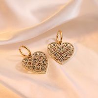 1 Pair Simple Style Commute Heart Shape Plating Inlay 304 Stainless Steel Zircon 18K Gold Plated Drop Earrings sku image 1