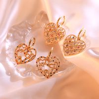1 Pair Simple Style Commute Heart Shape Plating Inlay 304 Stainless Steel Zircon 18K Gold Plated Drop Earrings main image 2