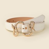 Elegant Streetwear Solid Color Snake Pu Leather Alloy Women's Leather Belts main image 4