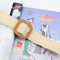 Elegant Basic Solid Color Straw Women's Woven Belts sku image 5