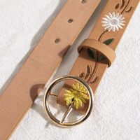Retro Ethnic Style Flower Pu Leather Alloy Embroidery Women's Leather Belts main image 4