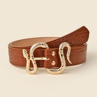 Elegant Streetwear Solid Color Snake Pu Leather Alloy Women's Leather Belts main image 2