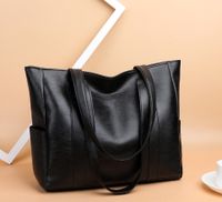 Women's All Seasons Pu Leather Solid Color Vintage Style Square Zipper Tote Bag sku image 1