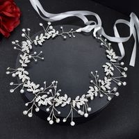 Simple Style Waves Solid Color Alloy Plating Inlay Rhinestones Pearl Hair Band main image 5