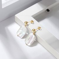1 Pair Baroque Style French Style Geometric Color Block Irregular Polishing Plating Freshwater Pearl Sterling Silver 14k Gold Plated White Gold Plated Silver Plated Drop Earrings main image 5