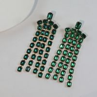 1 Pair Exaggerated Simple Style Solid Color Tassel Plating Inlay Alloy Rhinestones Drop Earrings sku image 3