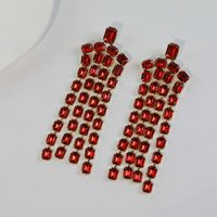 1 Pair Exaggerated Simple Style Solid Color Tassel Plating Inlay Alloy Rhinestones Drop Earrings sku image 4