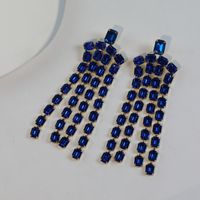 1 Pair Exaggerated Simple Style Solid Color Tassel Plating Inlay Alloy Rhinestones Drop Earrings sku image 5
