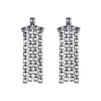 1 Pair Exaggerated Simple Style Solid Color Tassel Plating Inlay Alloy Rhinestones Drop Earrings main image 2
