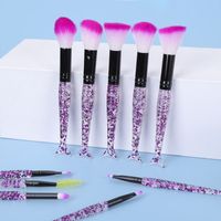Casual Pink Purple Blue Corrugated Nylon Wool Plastic Handgrip Makeup Brushes 1 Set main image 4