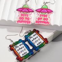 1 Pair Classic Style Letter Printing Arylic Drop Earrings main image 5