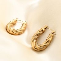 1 Pair Vintage Style Geometric Solid Color Plating Stainless Steel 14k Gold Plated Hoop Earrings main image 4
