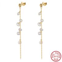 1 Pair Baroque Style French Style Geometric Color Block Irregular Polishing Plating Freshwater Pearl Sterling Silver 14k Gold Plated White Gold Plated Silver Plated Drop Earrings main image 2