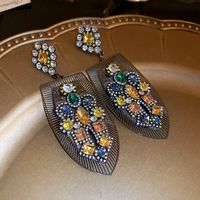 1 Paire Style Vintage Forme De Cœur Noeud D'arc Placage Incruster Alliage Strass Boucles D'oreilles sku image 10