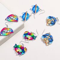 1 Pair Classic Style Butterfly Printing Arylic Drop Earrings main image 4