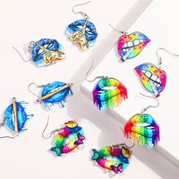1 Pair Classic Style Butterfly Printing Arylic Drop Earrings main image 3