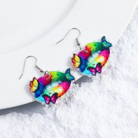 1 Pair Classic Style Butterfly Printing Arylic Drop Earrings sku image 1