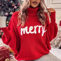 Women's Sweater Long Sleeve Sweaters & Cardigans Simple Style Letter main image 1