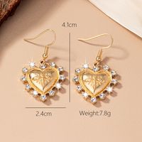 1 Pair Elegant Heart Shape Bee Plating Inlay Glass Ferroalloy Glass 14k Gold Plated Drop Earrings main image 2
