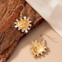 1 Pair Elegant Heart Shape Bee Plating Inlay Glass Ferroalloy Glass 14k Gold Plated Drop Earrings main image 4