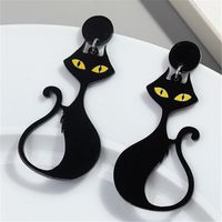 1 Pair Simple Style Cat Printing Arylic Drop Earrings main image 4