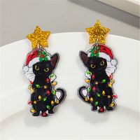 1 Pair Simple Style Cat Printing Arylic Drop Earrings sku image 1