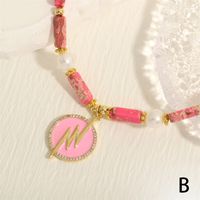 Bohemian Beach Lightning Freshwater Pearl Stone Copper Enamel Plating Inlay Zircon 18k Gold Plated Pendant Necklace sku image 2