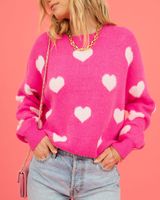 Women's Sweater Long Sleeve Sweaters & Cardigans Jacquard Streetwear Heart Shape main image 2