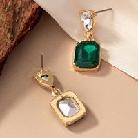1 Pair Elegant Color Block Square Plating Inlay Glass Ferroalloy Glass 14k Gold Plated Drop Earrings main image 3