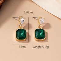 1 Pair Elegant Color Block Square Plating Inlay Glass Ferroalloy Glass 14k Gold Plated Drop Earrings main image 2