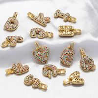 Hip-hop Letter Copper Plating Inlay Zircon 18k Gold Plated Charms main image 9