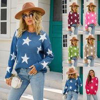 Women's Sweater Long Sleeve Sweaters & Cardigans Casual Simple Style Star main image 1