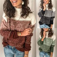 Women's Sweater Long Sleeve Sweaters & Cardigans Rib-knit Casual Simple Style Color Block main image 1