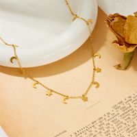 Titan Stahl 18 Karat Vergoldet Elegant Überzug Mond Herzform Schmetterling Zirkon Halskette main image 2
