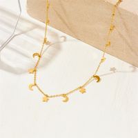 Titan Stahl 18 Karat Vergoldet Einfacher Stil Überzug Stern Mond Halskette sku image 1