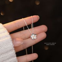 Simple Style Flower Sterling Silver Plating Silver Plated Pendant Necklace main image 4