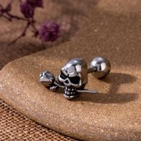 1 Piece Ear Cartilage Rings & Studs Vintage Style Spider Butterfly Skull 316 Stainless Steel  Copper Plating Inlay Zircon sku image 1