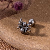 1 Piece Ear Cartilage Rings & Studs Vintage Style Spider Butterfly Skull 316 Stainless Steel  Copper Plating Inlay Zircon sku image 2